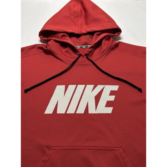 Nike Therma Fit Training Swoosh Hoodie Mens Medium Red Dri-Fit Sweatshirt - Picture 2 of 11